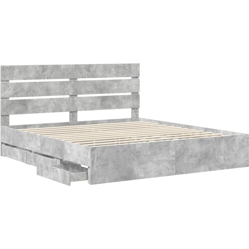  Krevetna konstrukcija s ladicama Betonski sivi 200 x 200 cm Siva 206 x 203 x 100 cm Slike