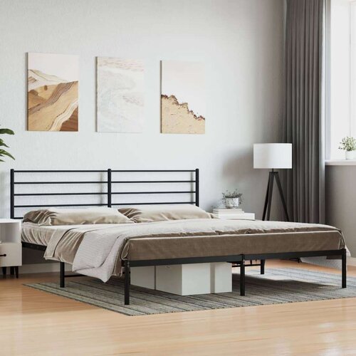 VidaXL Metalni okvir za krevet s uzglavljem crni 193x203 cm Slike