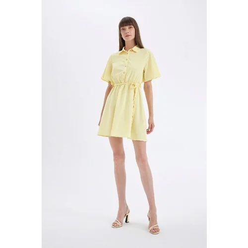 Defacto Shirt Collar Short Sleeve Mini Dress