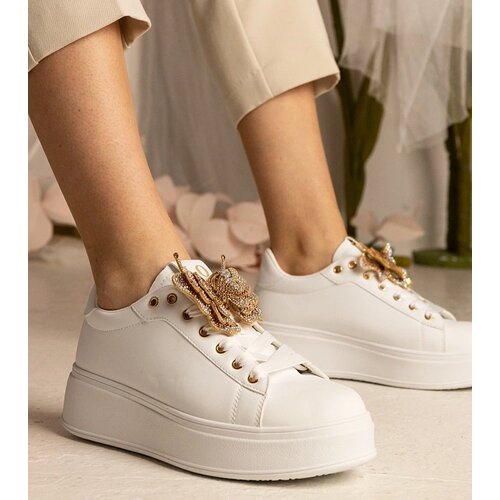 D/CEO UR/CEO White sneakers adorned with a rhinestone butterfly Kariba Cene