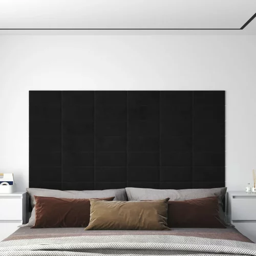 vidaXL Stenski paneli 12 kosov črni 30x15 cm žamet 0,54 m²