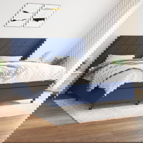 The Living Store Box spring postelja z vzmetnico modra 160x200 cm blago - Box Spring Postelja, (21438484) Slike