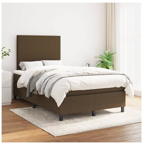  Box spring postelja z vzmetnico temno rjav 120x200 cm blago Cene