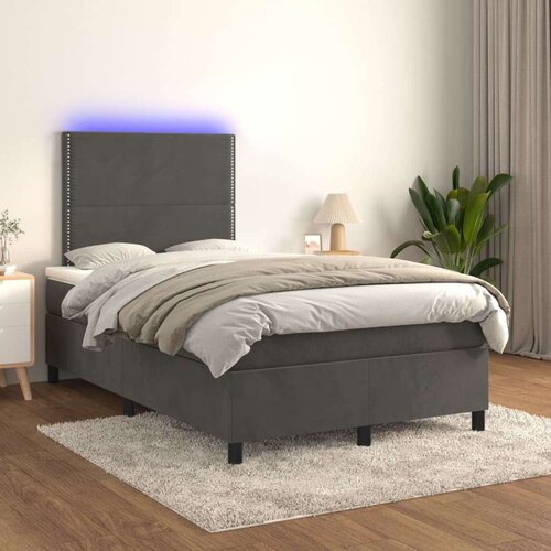  Box spring postelja z vzmetnico LED temno siva 120x200 cm žamet, (20725609) Slike