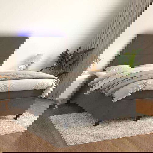  Box spring s madracem LED tamnosivi 120 x 200 cm baršun Cene
