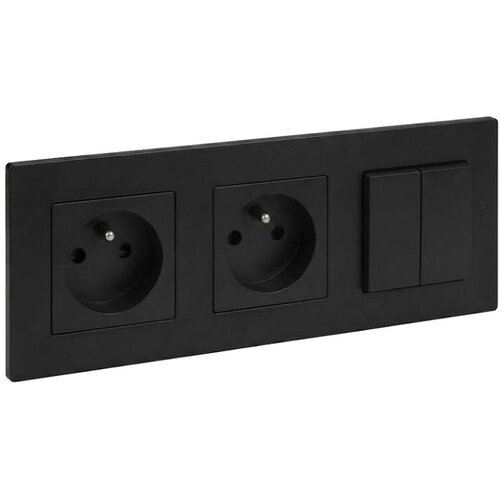  Legrand-Dvostruka kućna utičnica 250V/16A i dvostruki prekidač br. 5 NILOE STEP crna Cene