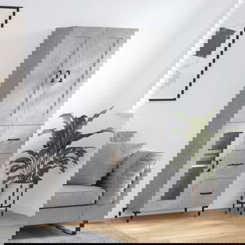 vidaXL Visoka komoda siva betona 69 5x34x180 cm od konstruiranog drva Cijene