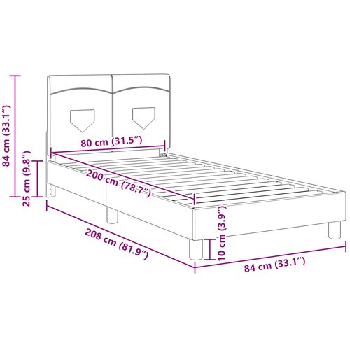  Krevet za djecu s uzglavljem Svijetlo siva 80 x 200 cm tkanina Slike