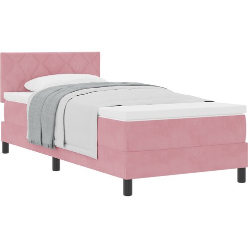 VidaXL Box Spring postelja z vzmetnico Roza 100x200 cm Žamet, (22051068) Slike