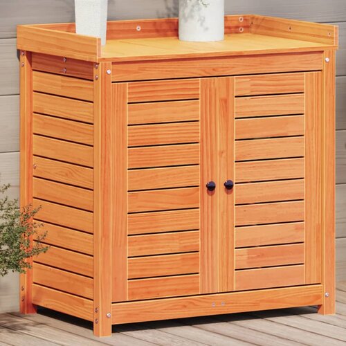 vidaXL Miza za sajenje s policami rjava 82,5x50x86,5 cm trdna borovina Cene