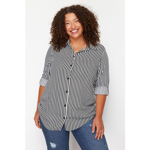 Trendyol Curve Black-White Striped Shirt Slike