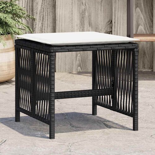  Vrtni taburei s jastucima 4 kom crni 41x41x36 cm od poliratana Cijene