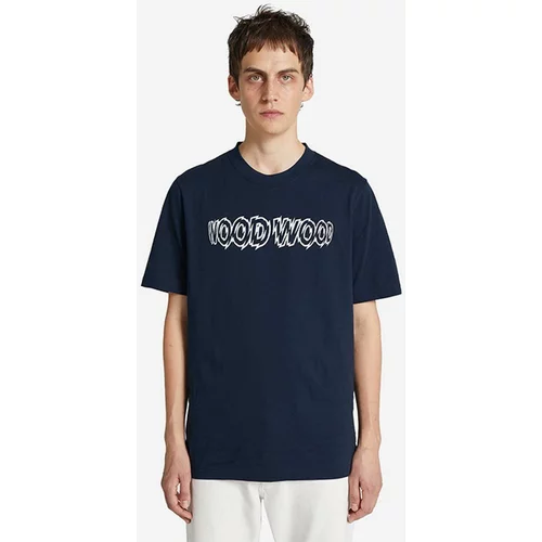 Wood Wood Bombažna kratka majica Bobby Shatter Logo T-shirt mornarsko modra barva