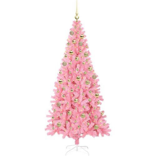 VidaXL Božićno drvce s 300 LED svjetlima Ružičasta 180 cm PVC Slike