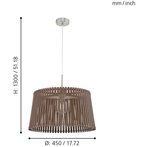 Eglo Sendero visilica/1, e27, &amp;oslash;450, tamno smeđa/nikl-mat Slike