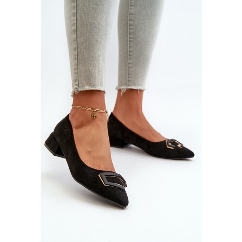 S. BARSKI Low-Heeled Pumps With Eco Suede Embellishment S.Barski Cene