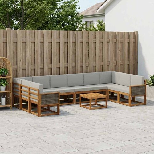  Set vanjskih sofa 11 kom. Prirodna i svjetlosiva Cene