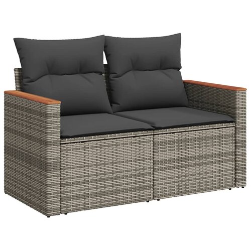  10-dijelni set vrtnih sofa od poliratana s jastucima sivi Siva 61 x 62 x 69 cm Slike