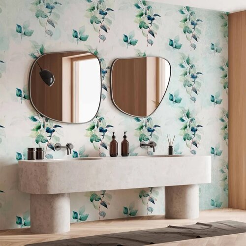  Foto tapeta - Mint nature - uniform pattern in floral motif with green leaves 350x256 Slike