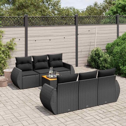  7-dijelni set vrtnih sofa od poliratana s jastucima crni Cijene