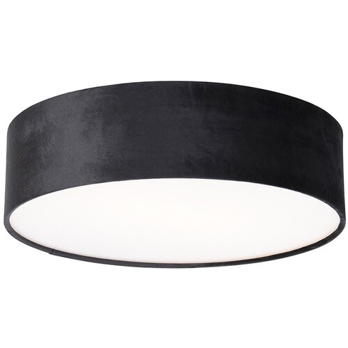 QAZQA Stropna svetilka črna 40 cm z zlato notranjostjo - Drum Slike