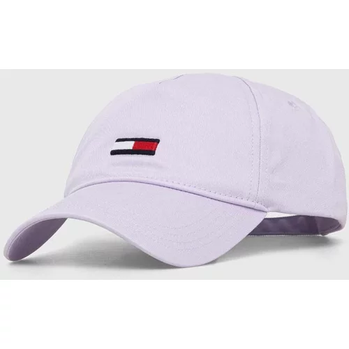 Tommy Jeans Bombažna bejzbolska kapa vijolična barva