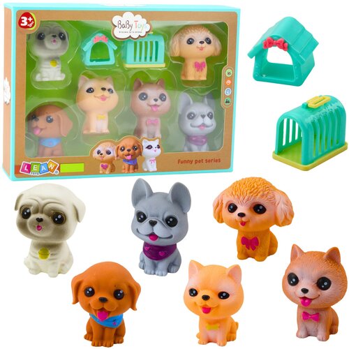  Set gumenih figura psića sa kućicom - tirkizni Cene