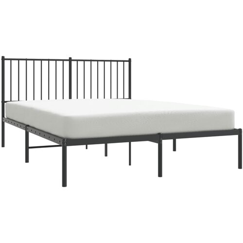  Metalni okvir za krevet s uzglavljem crni 140x190 cm Slike
