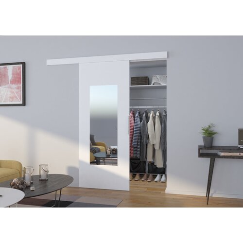 ADRK Stenska drsna vrata z ogledalom NELA 86 cm - BELA Slike