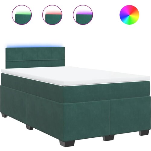 vidaXL Box spring postelja z vzmetnico temno zelena 120x200 cm žamet, (21310826) Cene