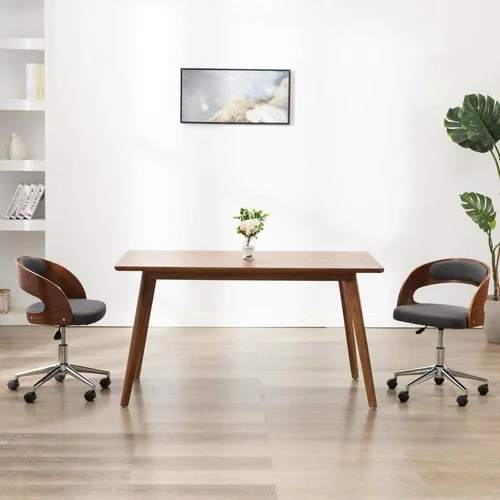  Vrtljiv pisarniški stol siv ukrivljen les in blago, (20624525)