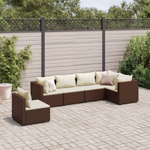  6-dijelna vrtna garnitura s jastucima smeđa od poliratana Cijene