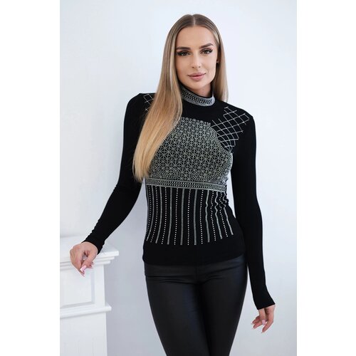 Kesi Viscose blouse with zircon motif black Cijene