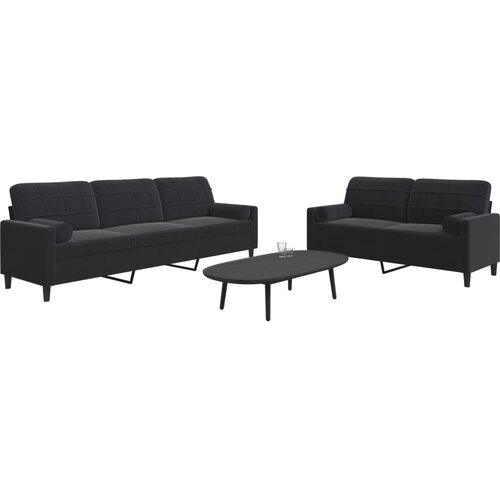 vidaXL 2-dijelni set sofa s jastucima crni baršunasti Cijene