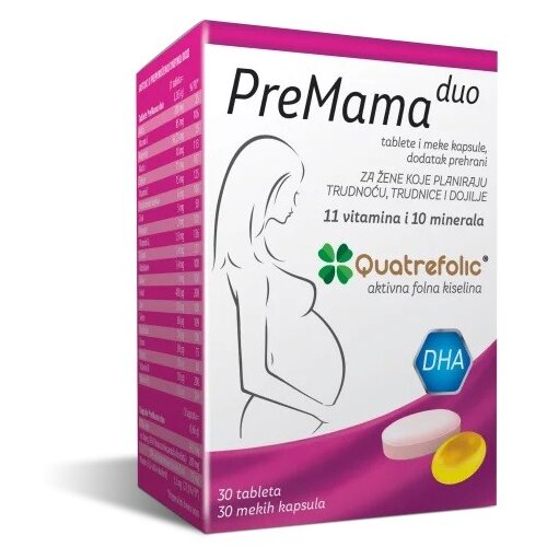 Alkaloid PreMama Duo Active Vitamini za žene, 30 kapsula + 30 tableta Cene