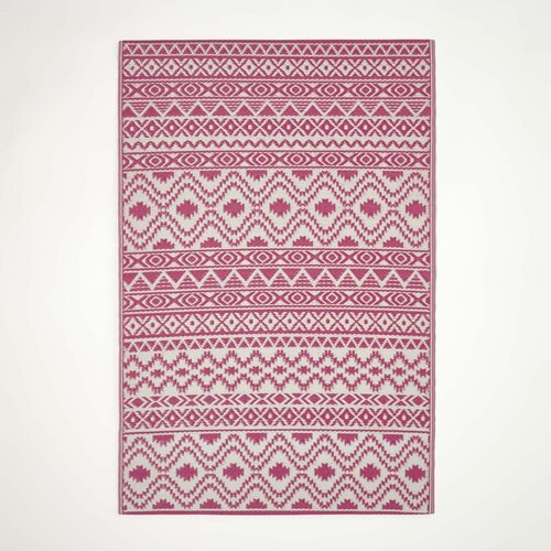 HOMESCAPES Tia Aztec roza in bela zunanja preproga, 120x180 cm, (20744767) Cene