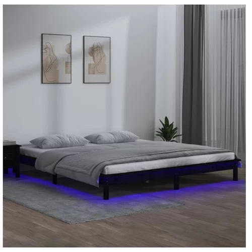  LED posteljni okvir črn 160x200 cm trles
