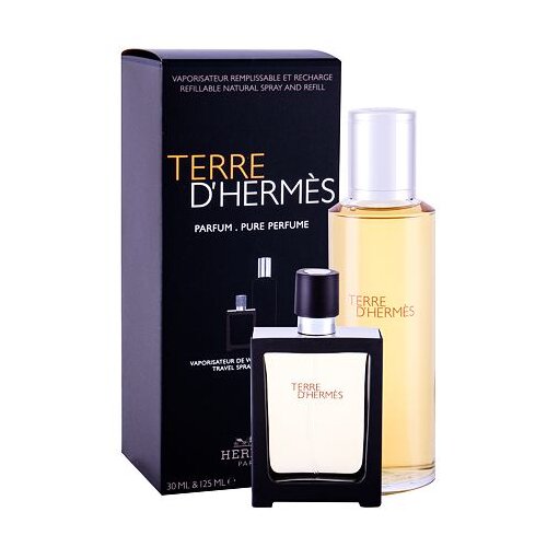 Hermes Terre d&amp;acute;Herm&amp;egrave;s darilni set parfum za ponovno polnjenje 125 ml + steklenička za ponovno polnjenje parfuma 30 ml za mo&amp;scaron;ke Slike
