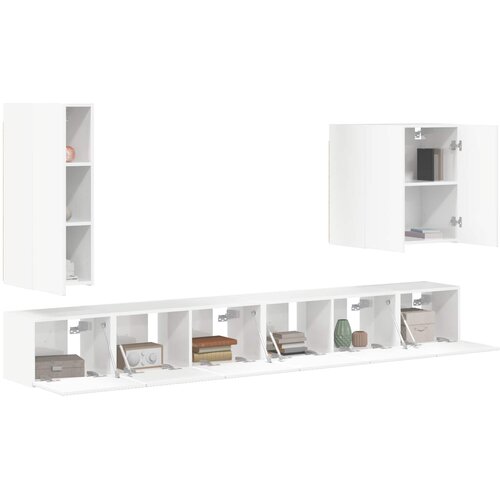  Set zidnog ormarića za TV Zidne 6 pcs Visoki sjaj bijela Slike