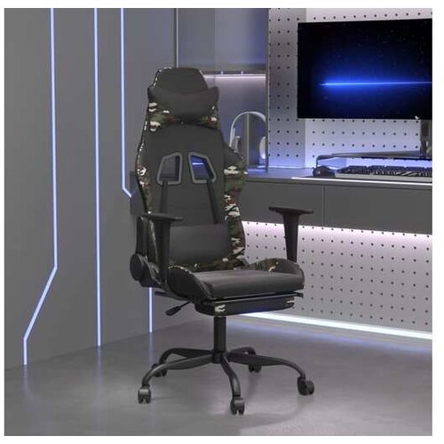 Masažni gaming stol z oporo za noge črn in kamuflažen um. usnje Cene
