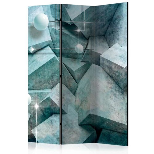  Paravan u 3 dijela - Concrete Cubes (Green) [Room Dividers] 135x172 Slike