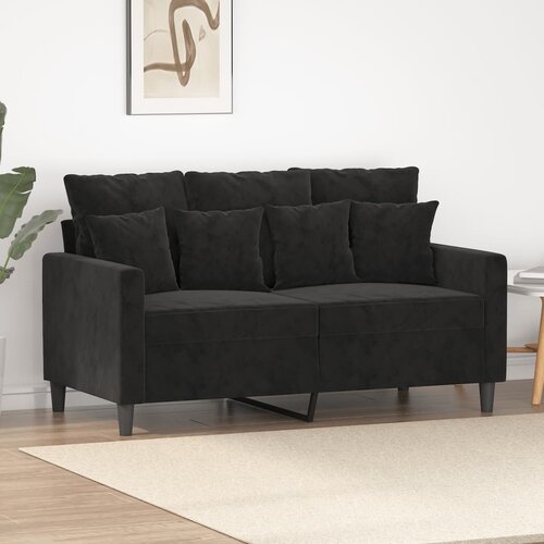 VidaXL Kavč dvosed črn 120 cm žamet Slike