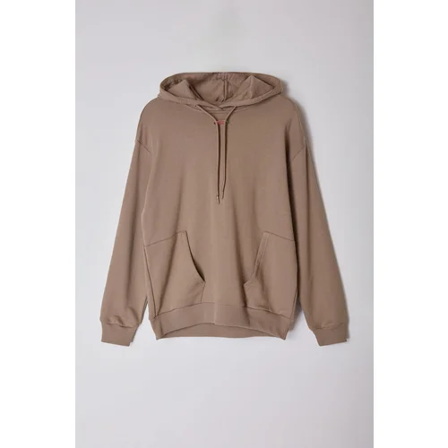 Trendyol Limited Edition Mink Oversize/Wide Cut Hooded Pocket Detailed Sweatshirt