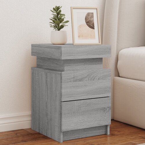  The Living Store Nočna omarica z LED lučkami siva sonoma 35x39x55 cm - Nočna Omarica, (21457217) Cene