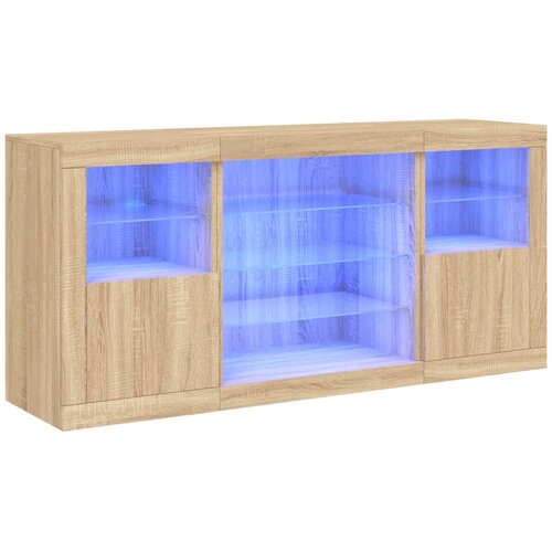  Komoda s LED svjetlima boja hrasta sonome 142,5x37x67 cm Slike