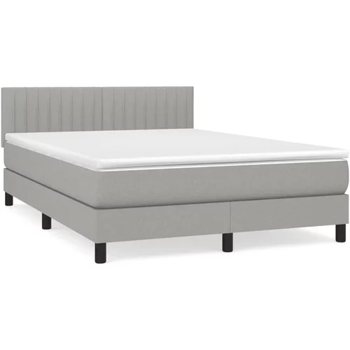 vidaXL Box spring posteljni z vzmetnico svetlo siv 140x190 cm blago, (20899188)