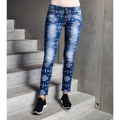 Gemre Blue slim jeans with Meladia pattern Cene