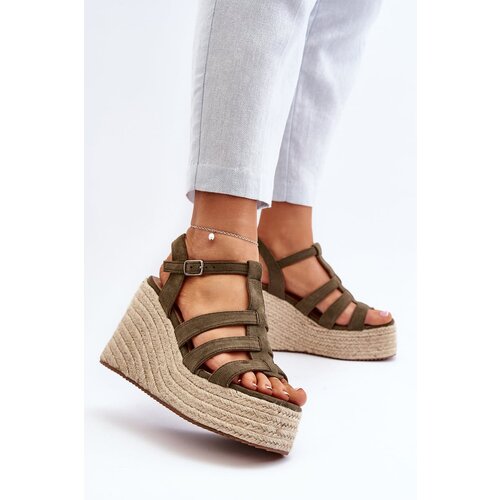 FJ1 Wedge Sandals with Braided Green Gnosis Slike