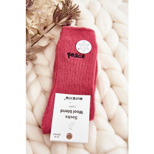Kesi Women's warm socks with pink lettering Slike