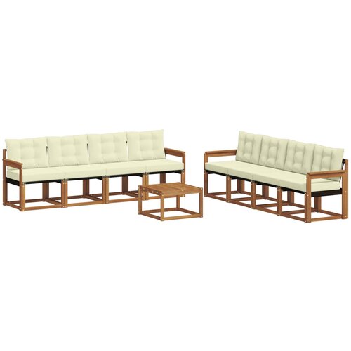  Set vanjskih sofa 9 kom. Prirodna i krem Slike